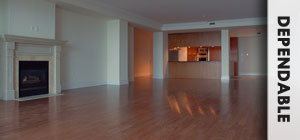 Newly finished florring installation on a living room